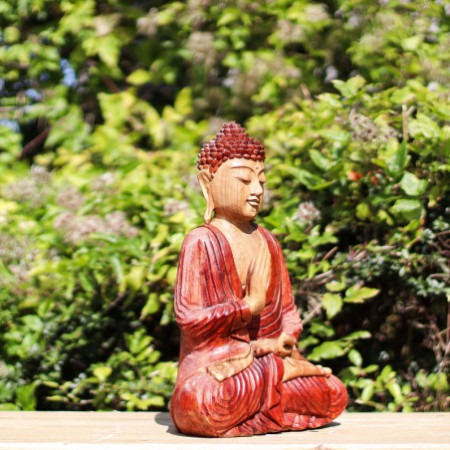 Statue de Bouddha sculptée à la main - 30 cm Transmission de l'enseignement