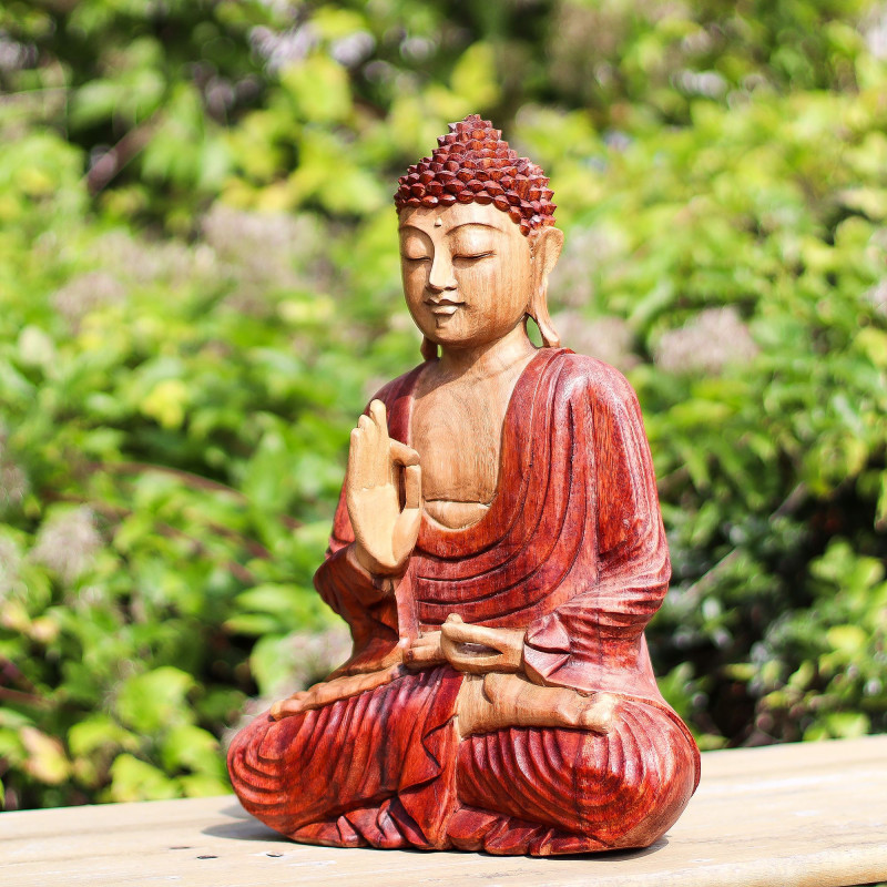 Statue de Bouddha sculptée à la main - 30 cm Transmission de l'enseignement
