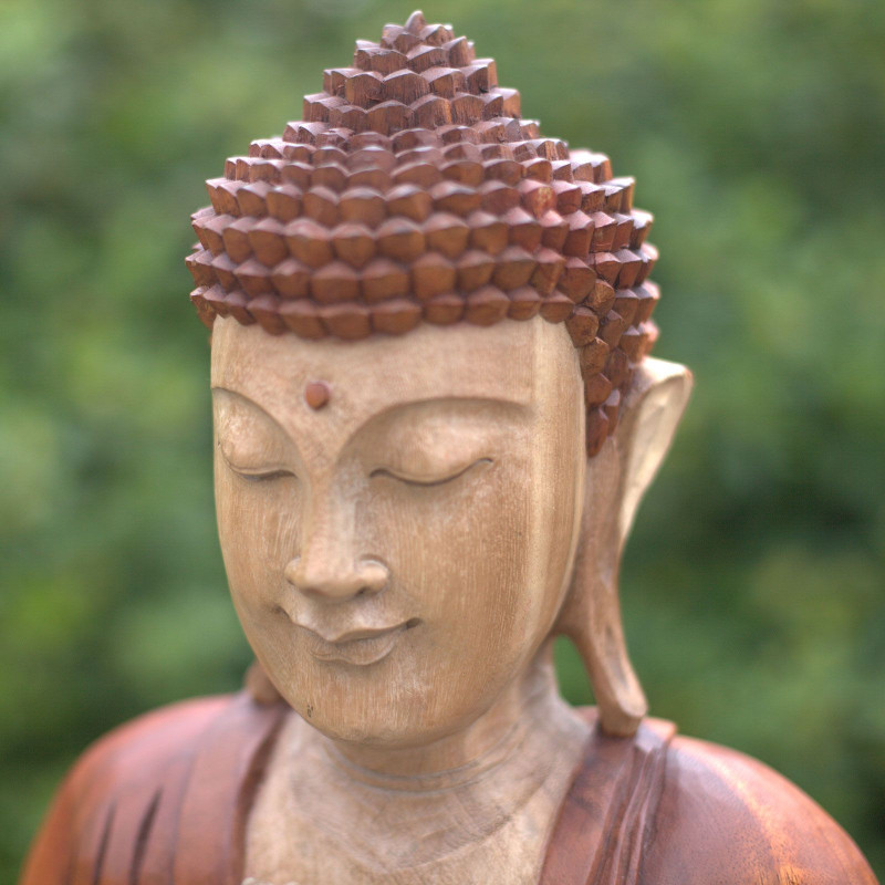 Statue de Bouddha sculptée à la main - 30 cm Main vers le bas