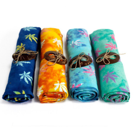 Paréo Bali Block Print - Feuilles tropicales (4 couleurs assorties)