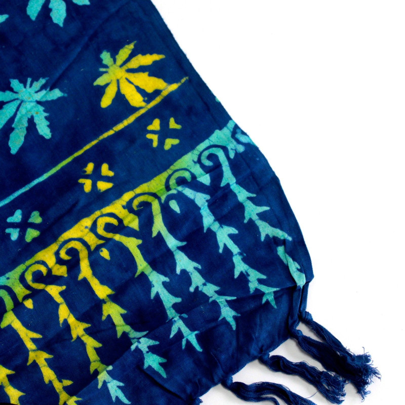 Paréo Bali Block Print - Feuilles tropicales (4 couleurs assorties)