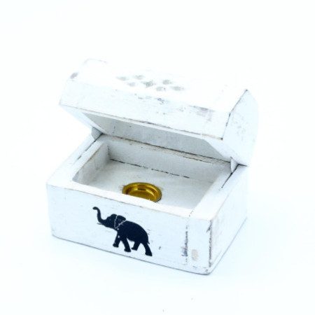 Porte-encens blanchi à la chaux - Boîte à fumée conique 8 cm
