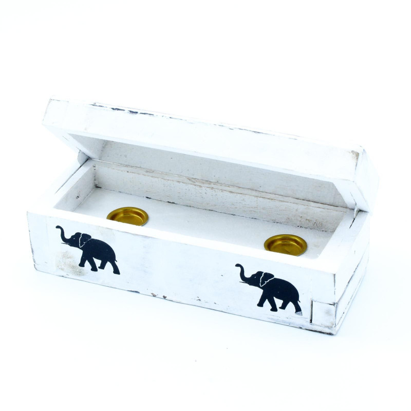 Porte-encens blanchi à la chaux - Boîte à fumée conique 15 cm