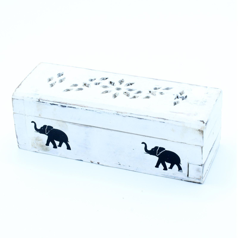 Porte-encens blanchi à la chaux - Boîte à fumée conique 15 cm