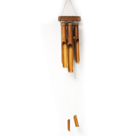 Carillon éolien en bambou - Finition naturelle - 6 tubes moyens
