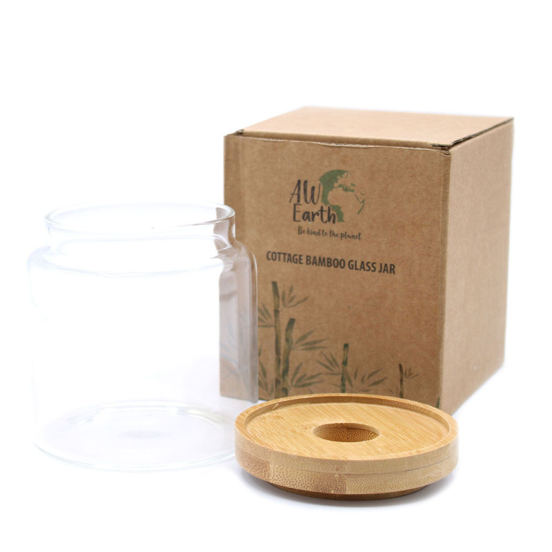 Bocal en verre en bambou Cottage - 10 cm