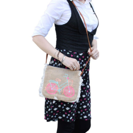 Sac à franges Fab - Motif brodé d'été