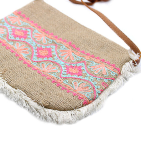 Sac à franges Fab - Motif brodé d'été