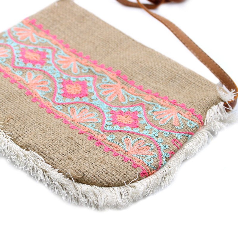 Sac à franges Fab - Motif brodé d'été