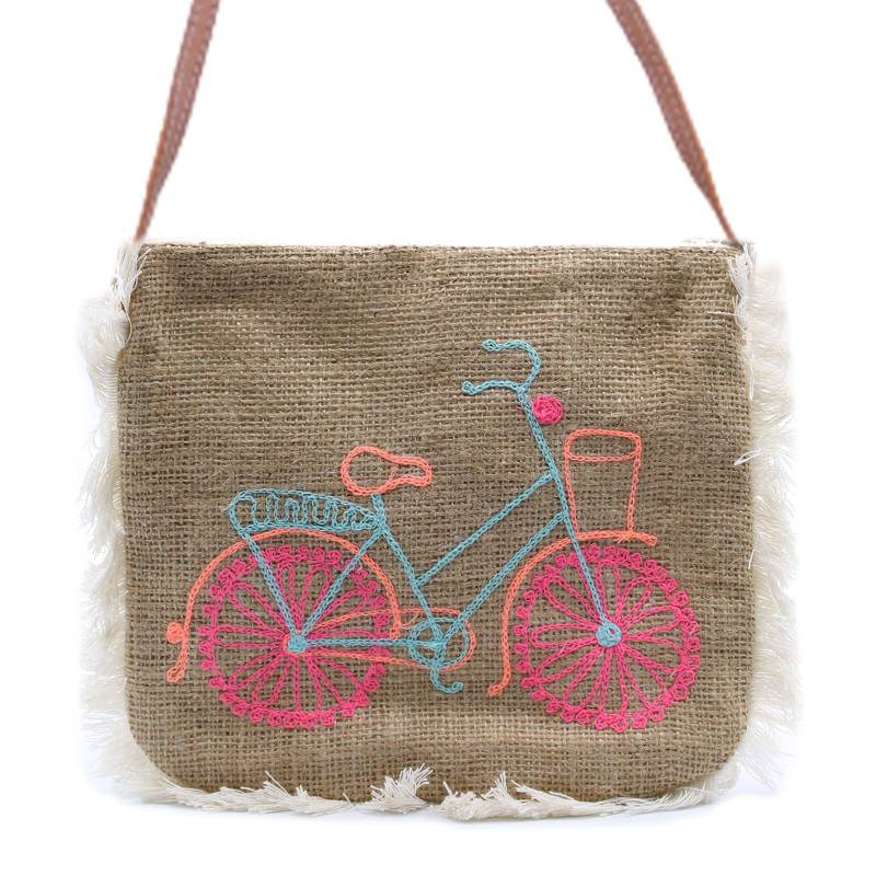 Sac à franges Fab - Broderie vélo