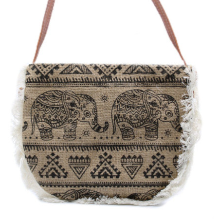 Sac à franges Fab - Imprimé éléphant