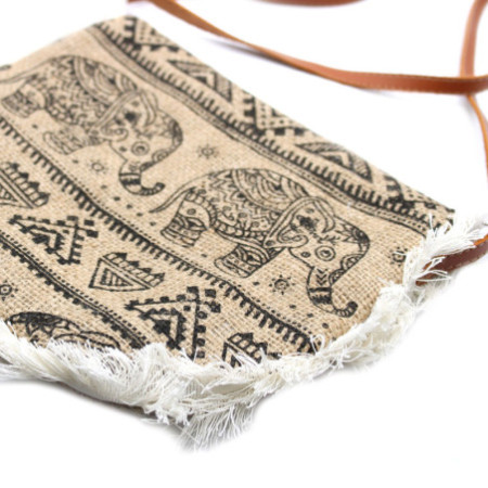 Sac à franges Fab - Imprimé éléphant