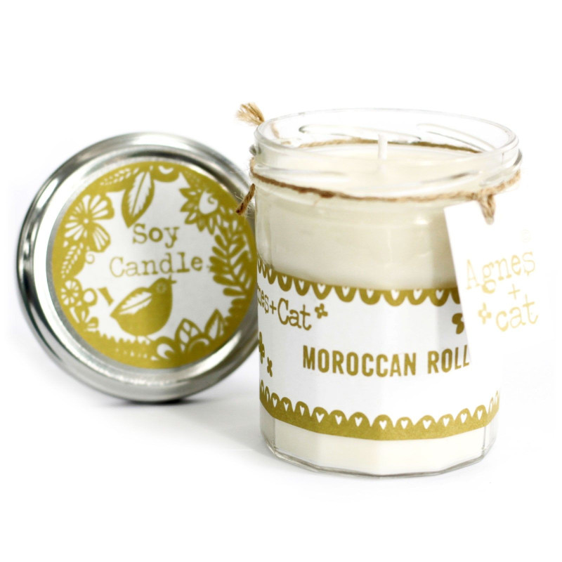 Bougie en pot de confiture - Rouleau marocain
