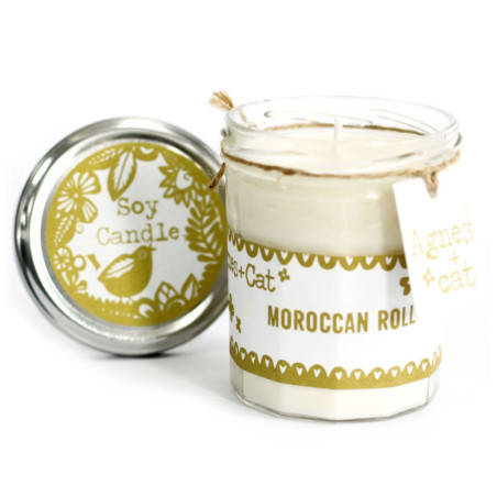 Bougie en pot de confiture - Rouleau marocain