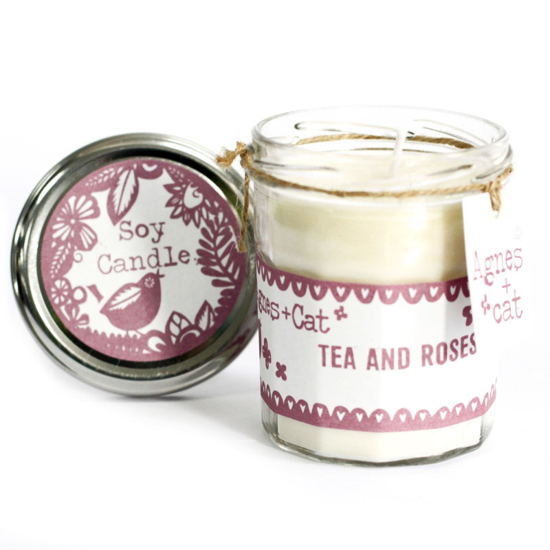 Bougie en pot de confiture - Thé et roses