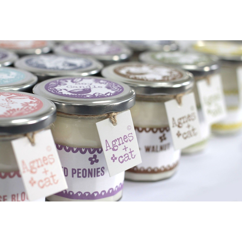 Bougie en pot de confiture - Pivoine pressée