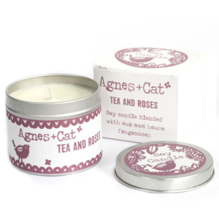 Bougie en étain - Thé et roses