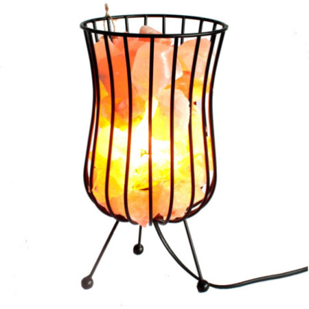Lampe brasero en pierre de sel, câble, ampoule, sel rose