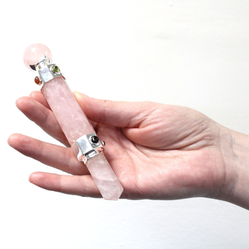 Baguette de guérison hexagonale en cristal - 12 cm - Quartz de roche