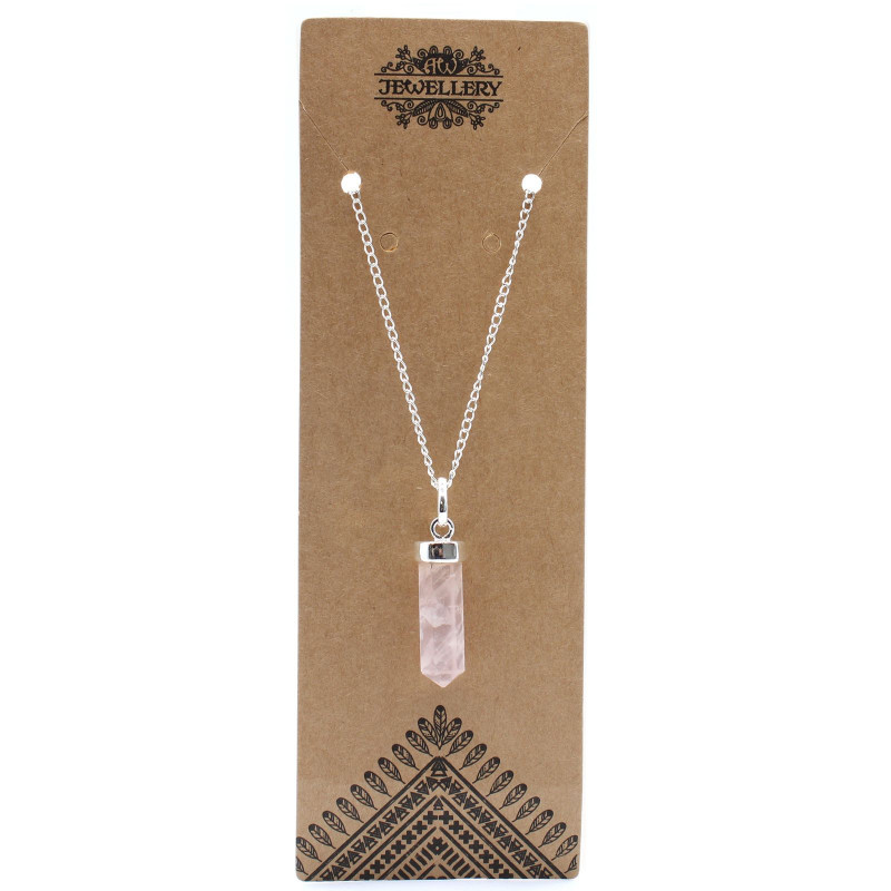 Pendentif en pierre précieuse classique - Quartz rose