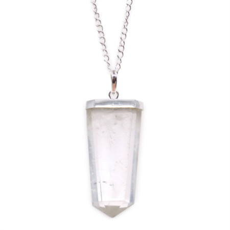 Pendentif crayon plat en pierre précieuse - Quartz de roche