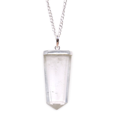 Pendentif crayon plat en pierre précieuse - Quartz de roche