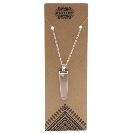 Pendentif crayon plat en pierre précieuse - Quartz de roche