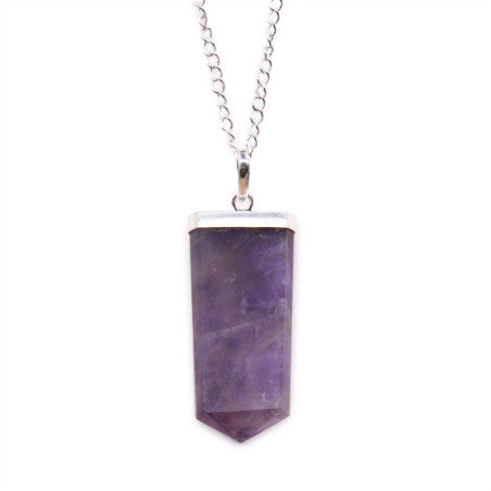 Pendentif crayon plat en pierres précieuses - Améthyste