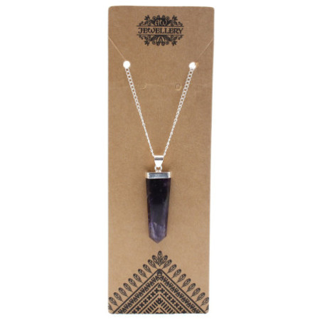 Pendentif crayon plat en pierres précieuses - Améthyste