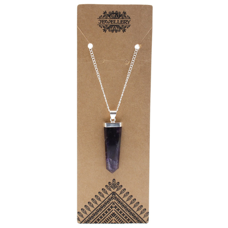 Pendentif crayon plat en pierres précieuses - Améthyste