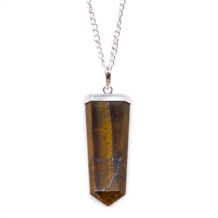 Pendentif crayon plat en pierre précieuse - œil de tigre