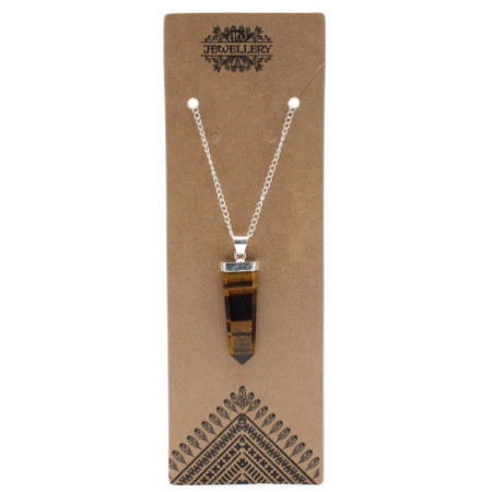 Pendentif crayon plat en pierre précieuse - œil de tigre