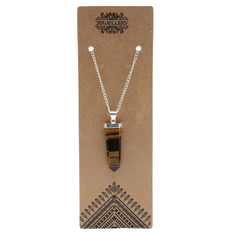 Pendentif crayon plat en pierre précieuse - œil de tigre