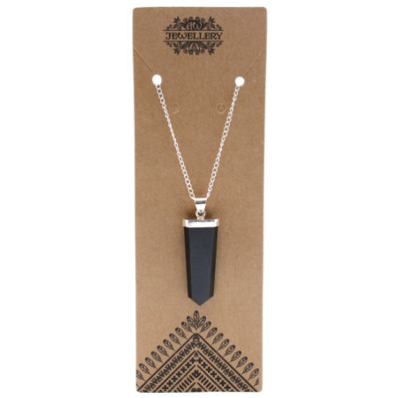 Pendentif crayon plat en pierre précieuse - Agate noire