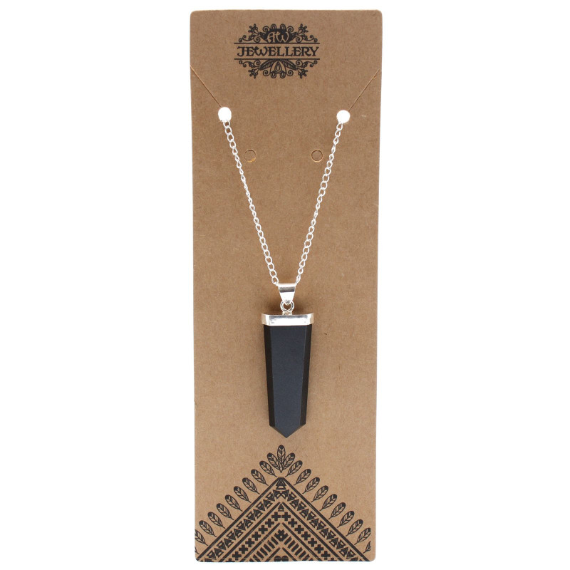 Pendentif crayon plat en pierre précieuse - Agate noire