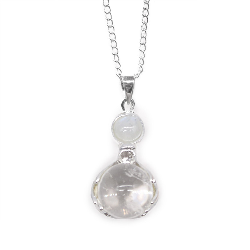 Pendentif « Mains de guérison » en pierre précieuse et Quartz rocheux