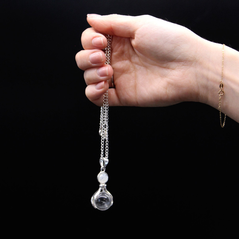 Pendentif Mains de Guérison en Pierres Précieuses - Quartz Rose