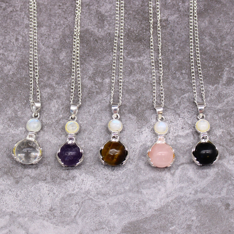 Pendentif Mains de Guérison en Pierres Précieuses - Quartz Rose