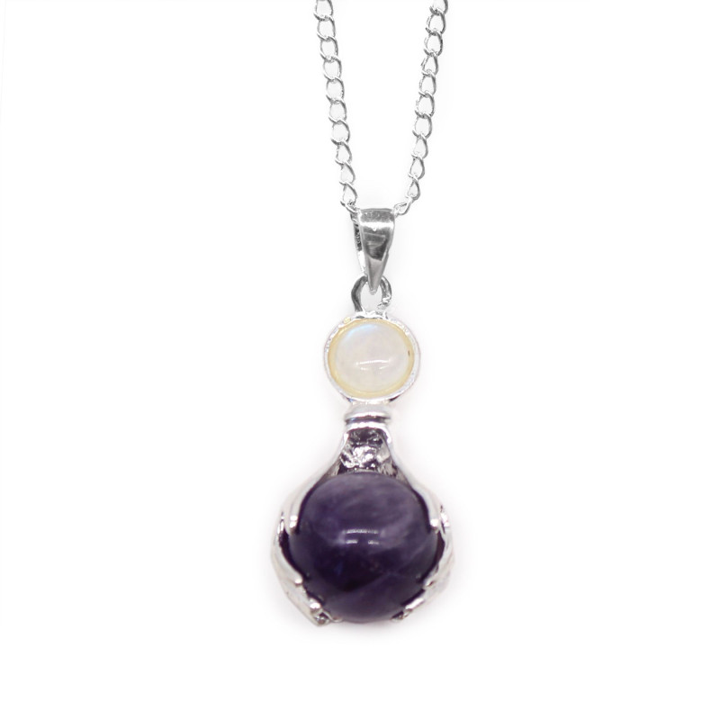 Pendentif Mains de Guérison en Pierres Précieuses - Améthyste