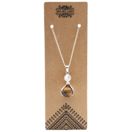 Pendentif Mains de Guérison en Pierres Précieuses - œil de Tigre