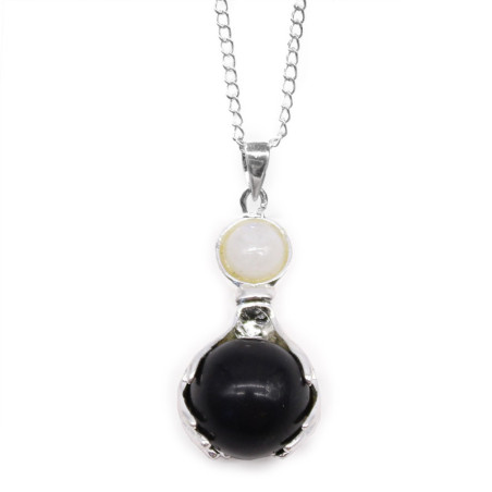 Pendentif Mains de Guérison en Pierres Précieuses - Agate Noire