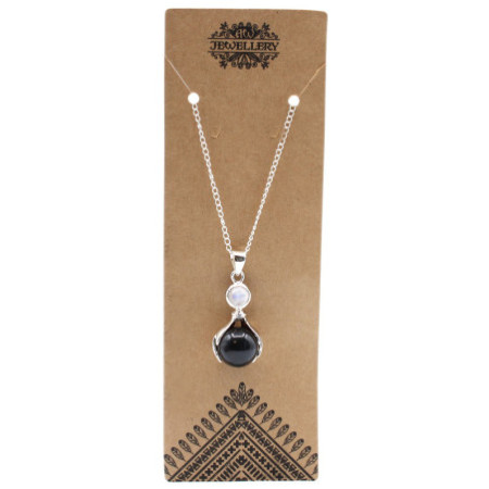 Pendentif Mains de Guérison en Pierres Précieuses - Agate Noire