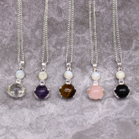 Pendentif Mains de Guérison en Pierres Précieuses - Agate Noire