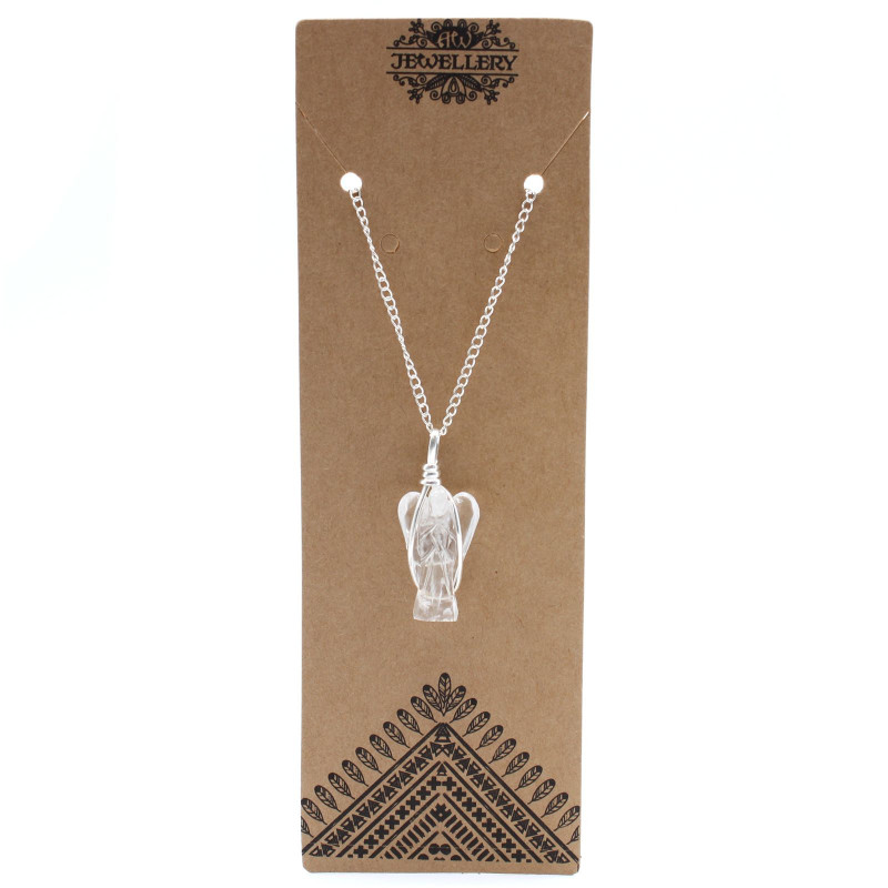 Pendentif ange gardien en pierre précieuse - Quartz de roche