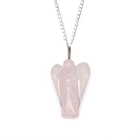 Pendentif ange gardien en pierre précieuse - Quartz rose