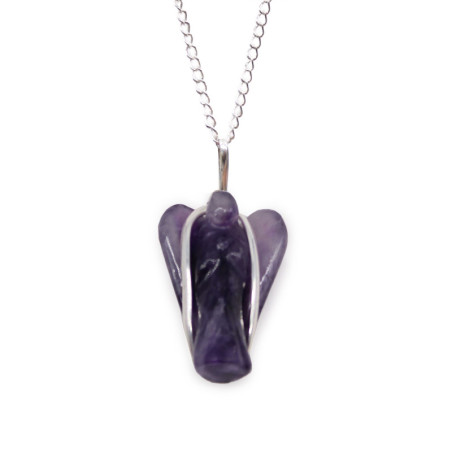 Pendentif ange gardien en pierre précieuse - Améthyste