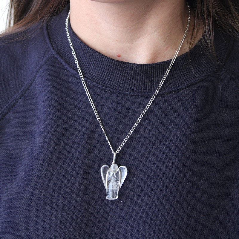 Pendentif Ange Gardien en Pierre Précieuse - Agate Noire