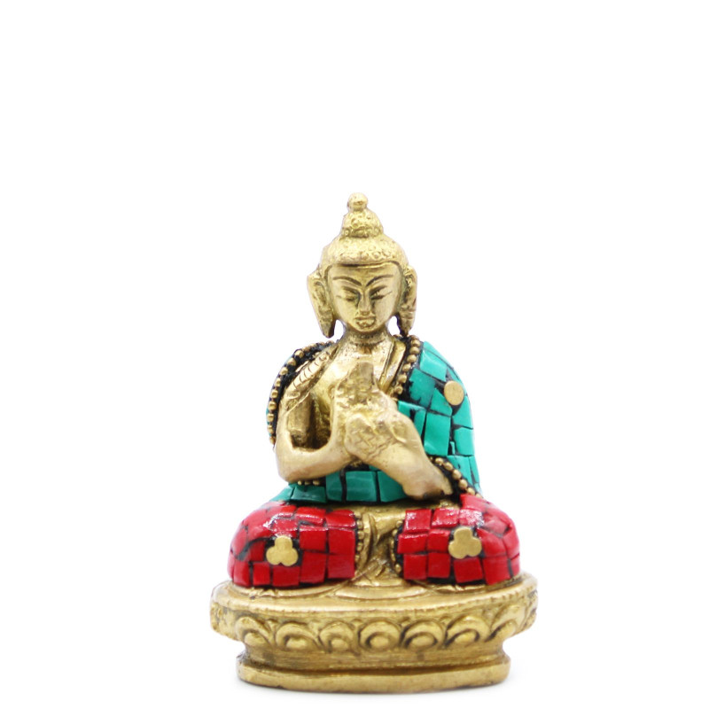 Figurine de Bouddha en laiton - Bénédiction - 7,5 cm