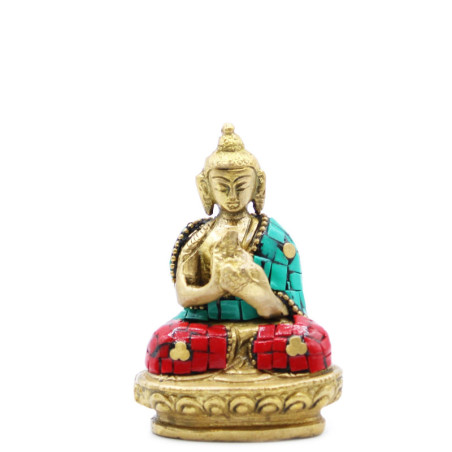Figurine de Bouddha en laiton - Bénédiction - 7,5 cm