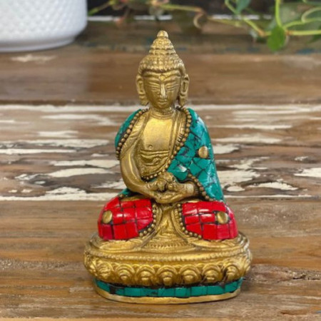 Figurine de Bouddha en laiton - Bénédiction - 7,5 cm